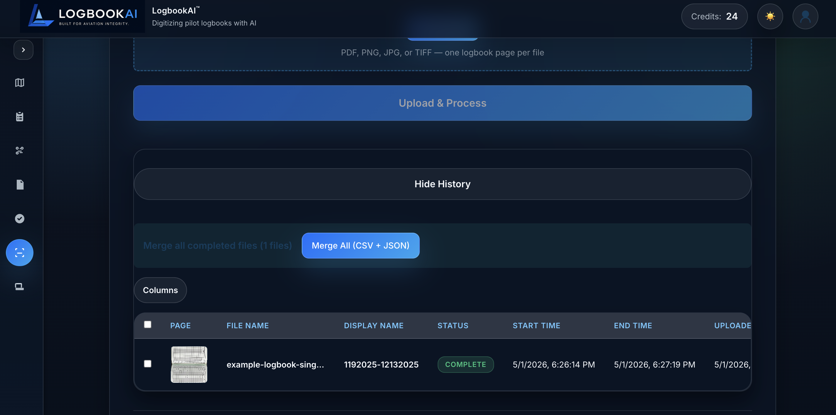 Logbook AI discrepancy and audit validation workflow